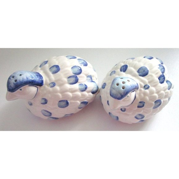Vintage Ceramic blue and white pheasant/bird - salt and pepper shakers - Abbott - Picture 2 of 7
